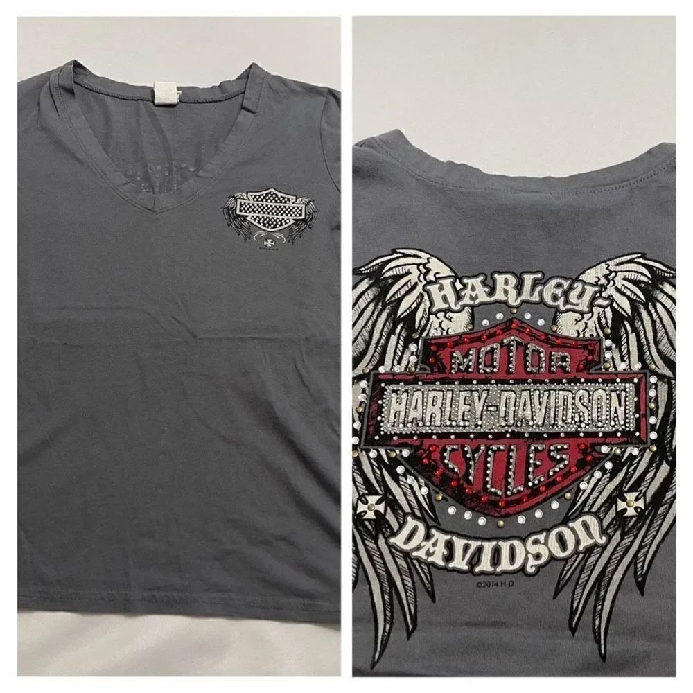Harley Davidson Grey Thermal Plus Size Shirt Plus Size Large